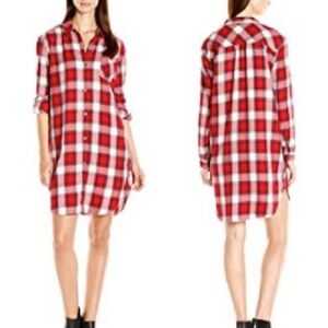 Red Plaid Button-Up Shirt Dress | Scotch and Soda